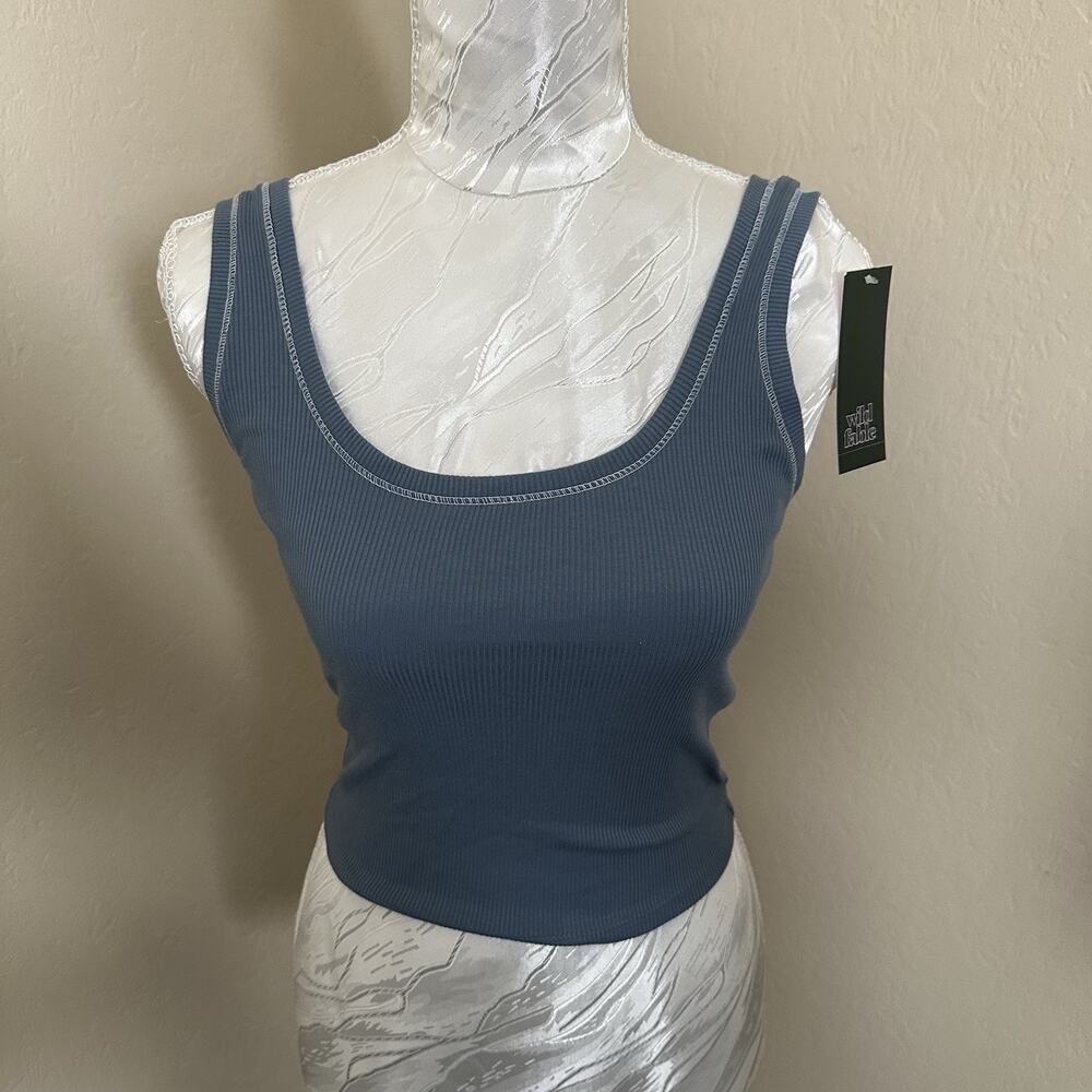 Lot (3) Wild Fable‎ Womens XS Crop Tank Top Slate Blue Sleeveless Scoop Neck NEW